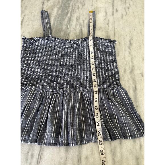 Loft Beach- Blue & White Striped Smocked Blouse Size Medium - Picture 6 of 6